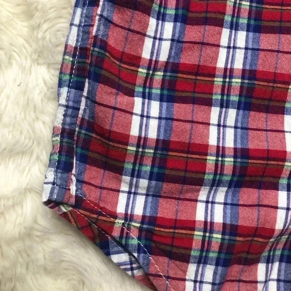 Chaps Collared Short Sleeved Plaid Shirt Red, White, & Blue Plaid  Size 4T - Picture 2 of 16
